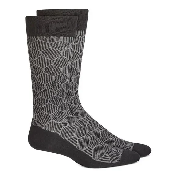 ALFATECH BY ALFANI Mens Gray Printed Moisture Wicking Casual Crew Socks 7-12 - Picture 1 of 1